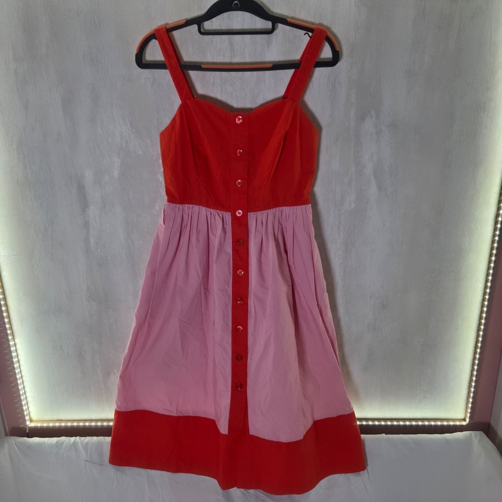 Kate Spade New York Dress Womens 2 Multicolor Colorblock Button Midi Sundress